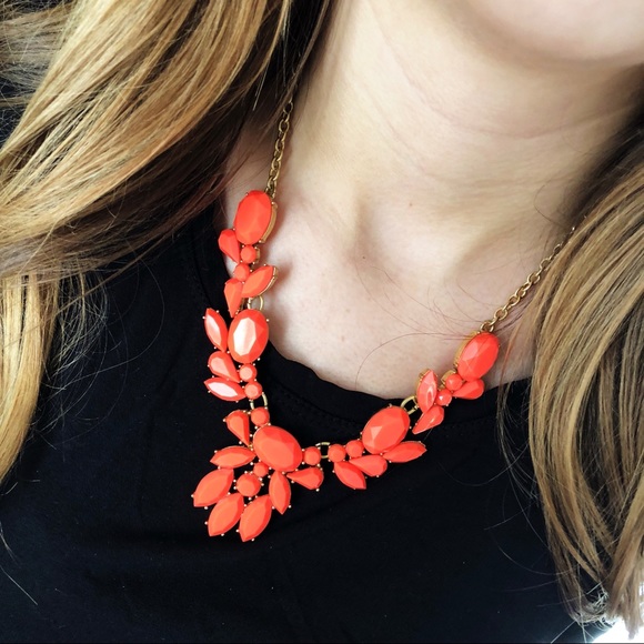 J Crew Orange Statement Necklace | Poshmark